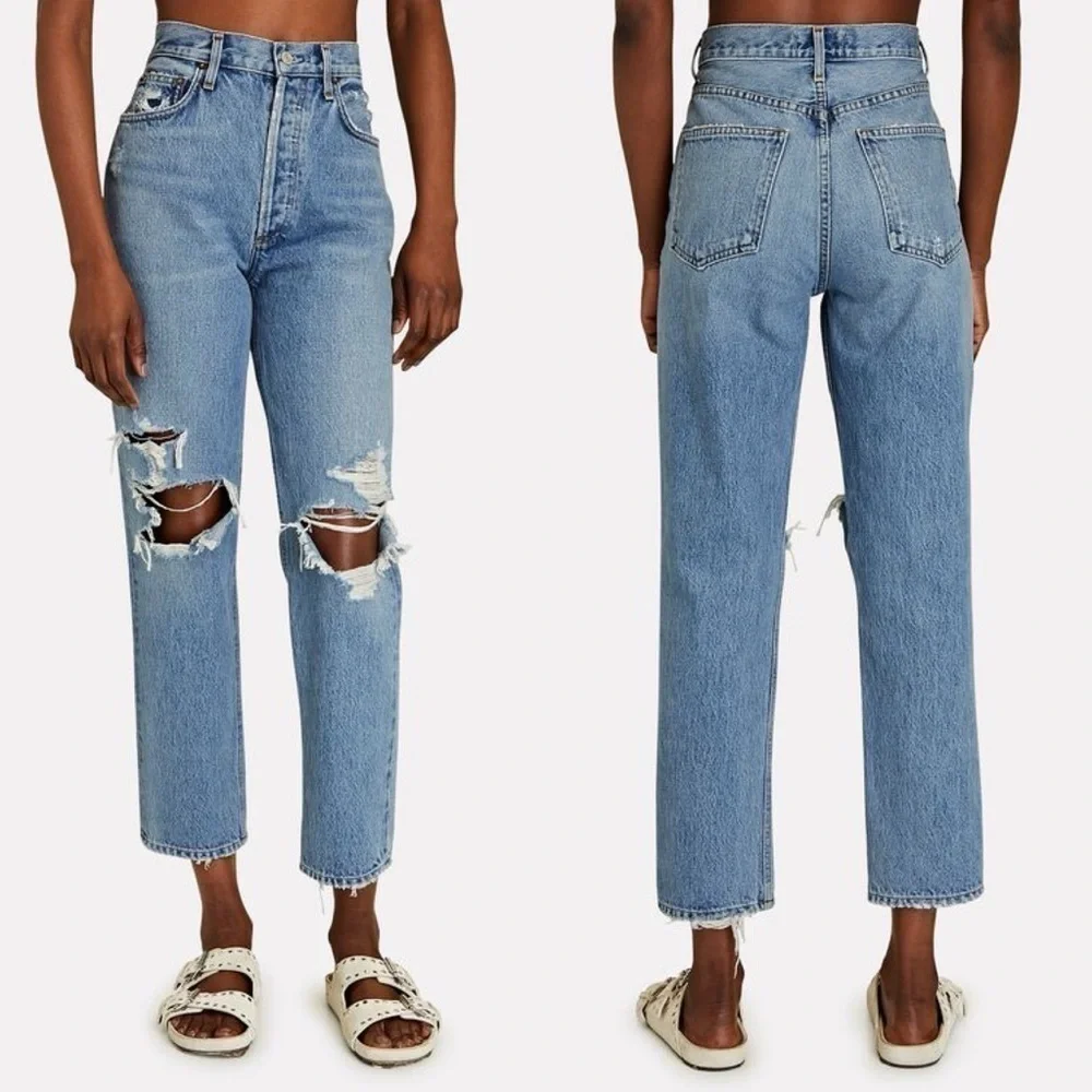 AGOLDE Fen Cropped Straight-Leg Jeans in Wander Wash - Picture 2 of 12